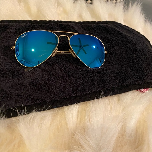 Ray Ban/ blue aviator gold mirror sunglasses main image 6